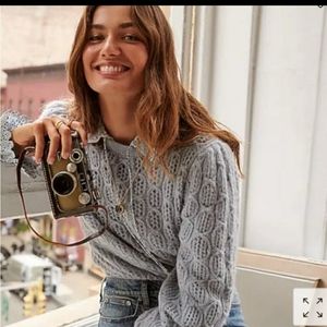 J. Crew NWT Balloon-sleeve cable-knit sweater pullover XXS